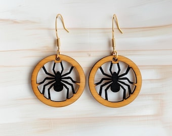 Spider Halloween SVG Earrings • Wooden & Plywood Laser Cut Template • DIY Digital Download