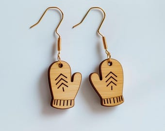 Christmas Mitten Earrings SVG, Wooden & Plywood Laser Cut Template, DIY Digital Download