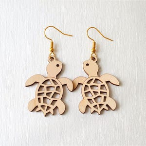 Orecchini tartaruga SVG • Modello in legno e compensato tagliato al laser • Download digitale fai da te