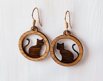 Katzenohrringe SVG • Laserschnittvorlage für Holz und Sperrholz • Digitaler Download zum Selbermachen