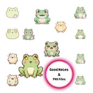 Mood and Frog Digital Stickers | Cute Hand Drawn Good notes Stickers | Precropped PNG for Digital Planner | Kawaii Emotions Digits Stickers
