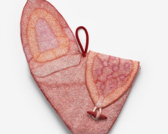 Heart Shaped storage bag with two pockets for small things.