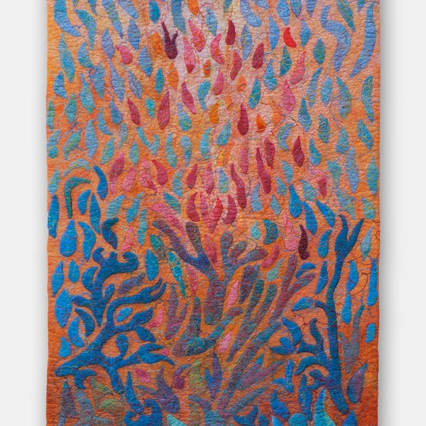 Earth and sky. Felt picture. Textile art. Size: 127 x 58 cm (50' x 22.83')