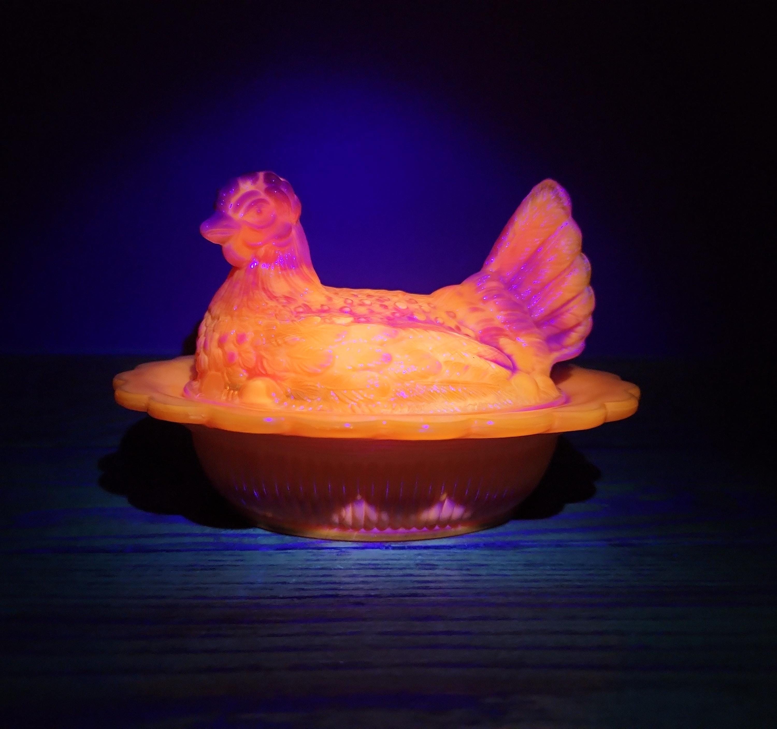 Mosser Orange Slag Glass Hen on Nest. GLOWS! - Etsy