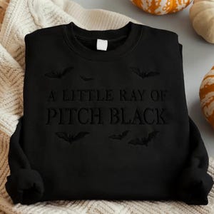 Embroidered A Little ray of Pitch Black Sweatshirt, Sarcasm Sweatshirt, Witchy Shirt, Funny gift, Dark Humor Shirt, Gift for Librarian