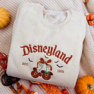 Embroidered Disneyland Halloween Sweatshirt, Pumpkin Coquette Sweatshirt, Autumn Girly Shirt, Magical Land Sweatshirt, Disneyworld Shirt