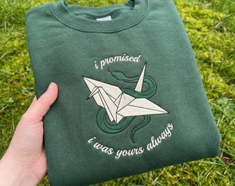 Sudadera bordada "Prometí que siempre sería tuyo", camiseta de grulla y serpiente de papel con esposas, camiseta para amantes de los libros, merchandising de fanfiction con esposas