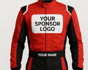 Custom Go-Kart Suit Red/Black | Sponsor Logo, Name & Flag | Personalized Racing Suit for Men CIK/FIA Level 2 standard Customize Race Suit