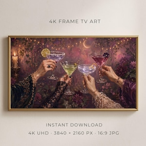 Midnight Margaritas Frame TV Art, Witchy Halloween TV Art, Kitchen Witch Decor, Girls Night Witch Party Art for TV 4K Digital Download