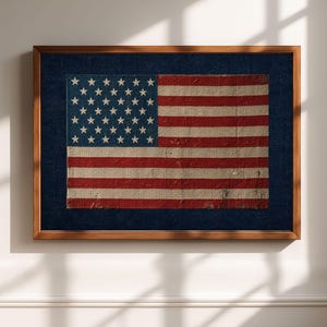Vintage American Flag Wall Art,  PRINTABLE Primitive Patriotic Decor, Usa Flag, Rustic American Flag, Americana Decor Digital Download