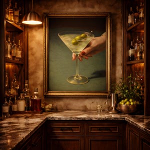 Dirty Martini Muurdecoratie Vintage Extra Dirty Gin Martini Olijfcocktail Kunstprint Barwagen Retro Cocktailposter Cadeau Digitale Download afbeelding 19