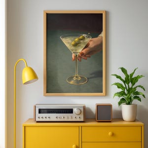 Dirty Martini Muurdecoratie Vintage Extra Dirty Gin Martini Olijfcocktail Kunstprint Barwagen Retro Cocktailposter Cadeau Digitale Download afbeelding 17