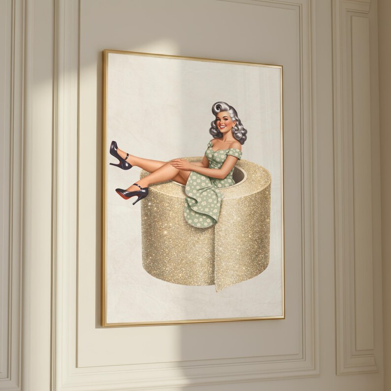 Funny Toilet Paper Humor Bathroom Art Print Retro Pinup Guest Bath ...