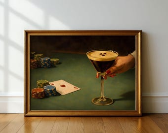 Espresso Martini Wall Art Vintage Martini Print Retro Cocktail Art Poster Bar Cart Art Prints Printable Poker Gifts Decor Digital Download