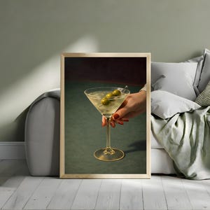 Dirty Martini Muurdecoratie Vintage Extra Dirty Gin Martini Olijfcocktail Kunstprint Barwagen Retro Cocktailposter Cadeau Digitale Download afbeelding 15