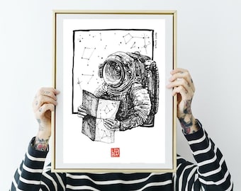 illustration print "Lost"- digital art print- home decoration print