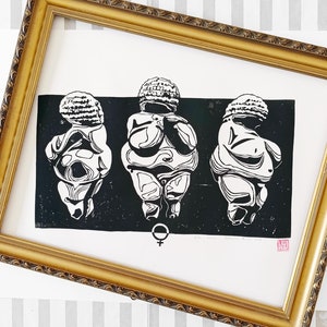 Venus- LINOCUT PRINT-Willendorf Venus illustration print