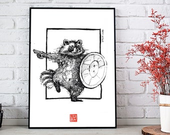 illustration print "raccoon "- digital art print