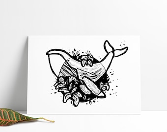 illustration print "Whale"- digital art print- home decoration print