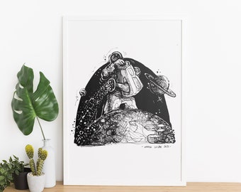 illustration print "Space gardener "- digital art print