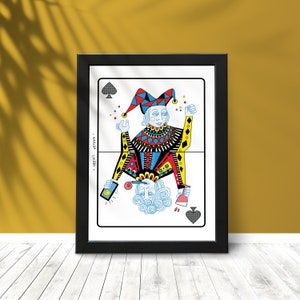 Regina di cuori carte francesi dipinto,Acquerello carta poker