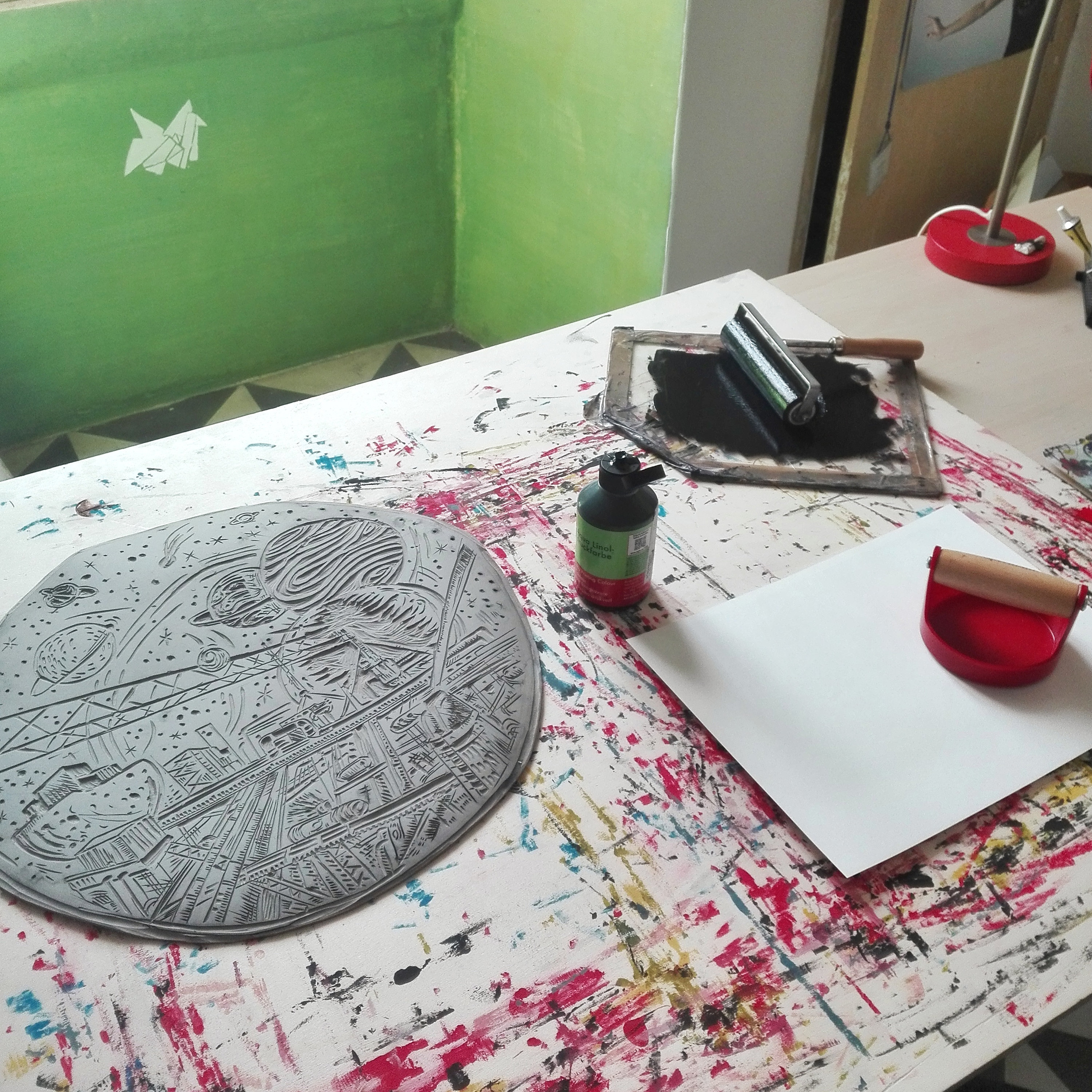 LINOCUT PRINT Magrathea artistic print The Hitchhiker's Guide to the