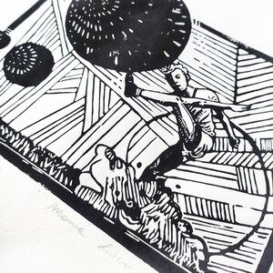 Kick off illustration print linocut print image 2