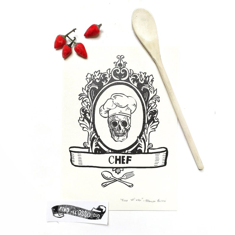 illustration print Until the bone gift for chef digital art print home decoration print image 1