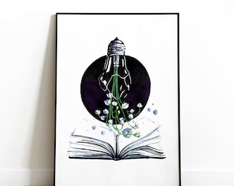 illustration print "Book"- digital art print- home decoration print