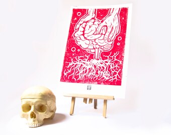 LINOCUT PRINT- anatomical BRAIN