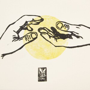 LINOCUT PRINT-   &quot;Waiting -part II&quot;- artistic print- gift for art lover