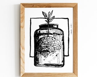 illustration print "Brain"- digital art print- home decoration print