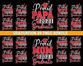 Paquete de archivos PNG digitales "Familia orgullosamente graduada 2026"
