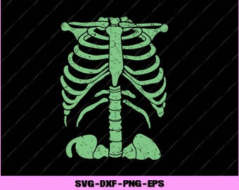 Halloween kostuum ribbenkast anatomie skelet botten Svg, digitale png-bestanden