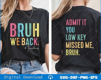 Bruh We Back SVG, Back To School, PNG, digitale pdf-bestanden