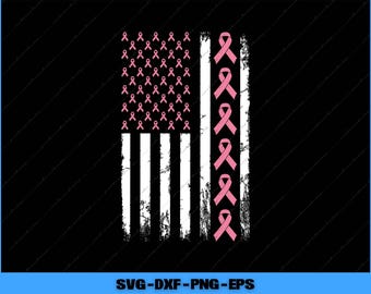 Borstkanker bedroefd Amerikaanse vlag Breast Cancer Awareness Svg, png digitale bestanden