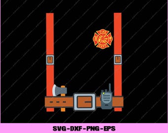 Fireman Halloween DIY Firefighter Uniform Costume Svg, Png Digital Files