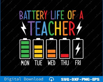 Batteritid för en lärare Rolig lärare Svg, Png digitala filer