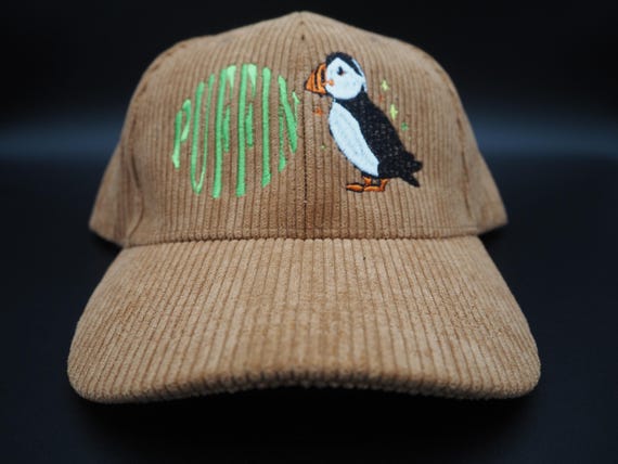 Puffin Brown Embroidered Corduroy Hat