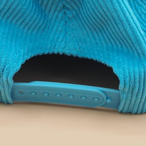 Time lost flowers. Sky blue corduroy hat with adjustable back image 6