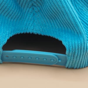 Time lost flowers. Sky blue corduroy hat with adjustable back image 5