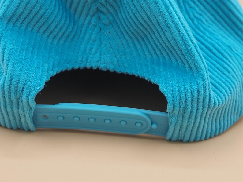 Time lost flowers. Sky blue corduroy hat with adjustable back image 5