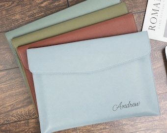 Aangepaste PU-leer A4-documentenmap, gepersonaliseerde gegraveerde lederen bestandsmappen, leren portfolio, documentopberger, kantoorteamcadeau