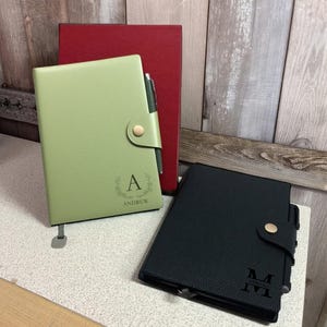 Personalized Engraved Leather Journal With Clasp and Pen, Custom Leather Notebook Set, Notebook with Gift Box, Customized Leather Notebook