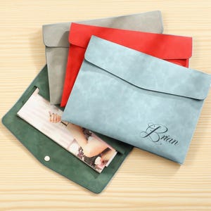 Personalized A4 Leather File Folder, Custom Leather Document Organizer, Waterproof Portfolio for Business, Graduation Gift