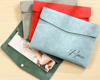 Gepersonaliseerde leren A4-bestandsmap, aangepaste leren documentenopberger, waterdichte portfolio voor bedrijven, afstudeercadeau