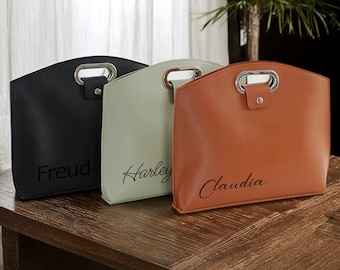 Gepersonaliseerde lederen bestandsmap met handvat, aangepaste laptop-tablethoes, aangepaste naamtas, afstudeercadeau, relatiegeschenk, kantoorcadeau