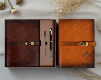 Gepersonaliseerde lederen reisdagboek A5 hervulbaar notitieboek op maat gegraveerde vintage lederen planner handgemaakt schrijfdagboek