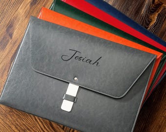 Gepersonaliseerde lederen map, aangepaste lederen portfolio, leren dossierhouder, A4-papieren opbergers voor documenten, envelopmapetui, kantoorcadeau