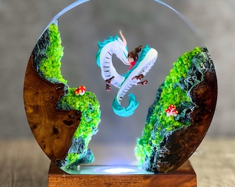 Handgemaakte op H.aku geïnspireerde epoxylamp | Resin Art-nachtlampje, uniek housewarming- en kerstcadeau